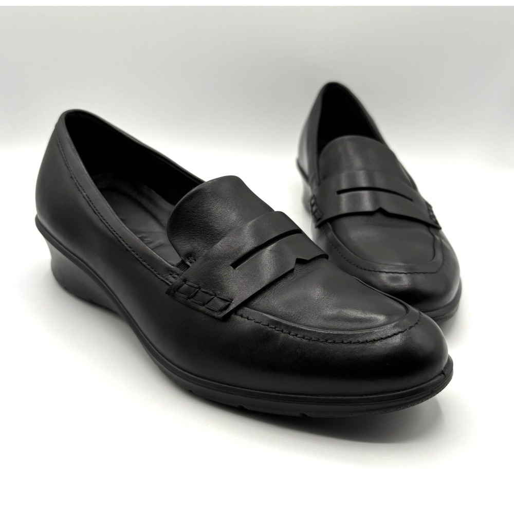 ECCO Felicia Penny Loafer Women's Size 9-9.5 EU 40 Black Leather Slip On Shoe